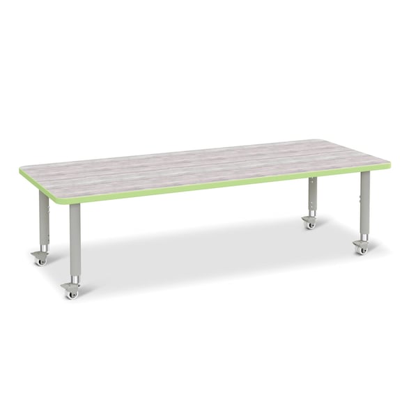 Berries Rectangle Activity Table, 30 in. x 72 in., Mobile, Driftwood Gray/Key Lime/Gray
